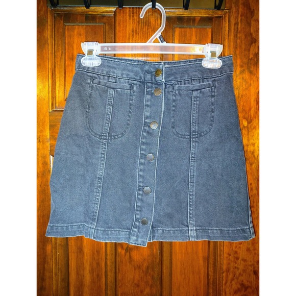 Topshop Moto Mini Skirt Women's Button Front Denim Gray Size W25 - Picture 1 of 3